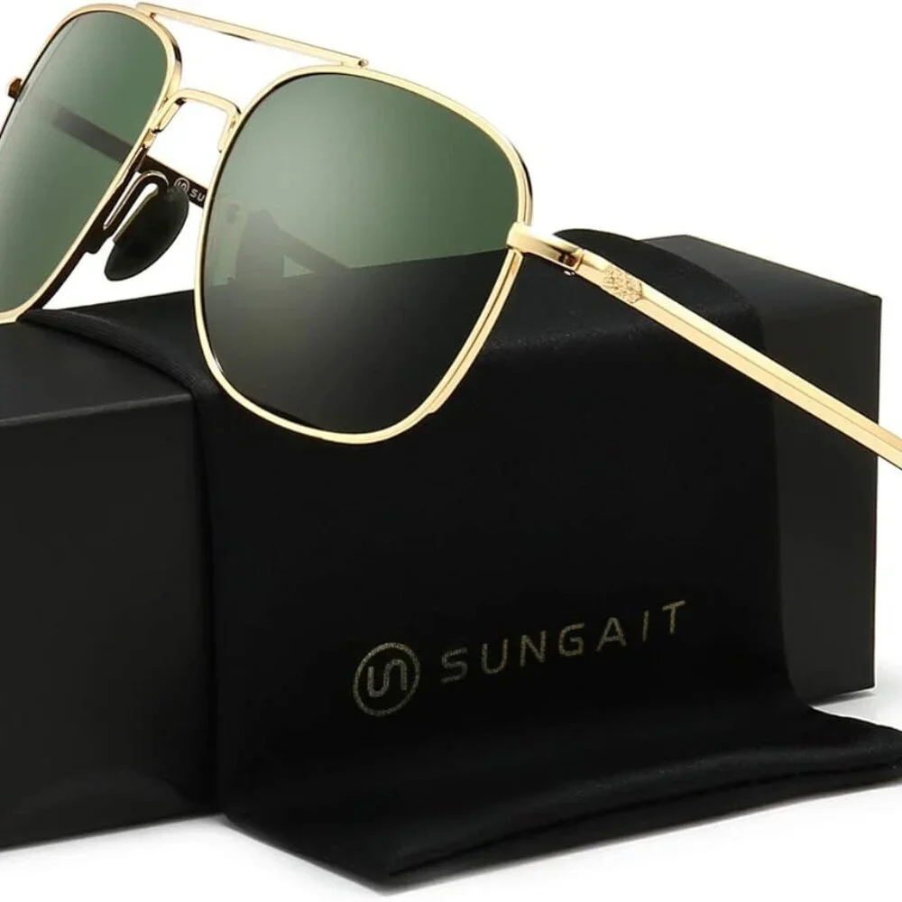 Men's Military Style Polarized Pilot Aviator Sunglasses Bayonet Temples - Picture 8 of 8